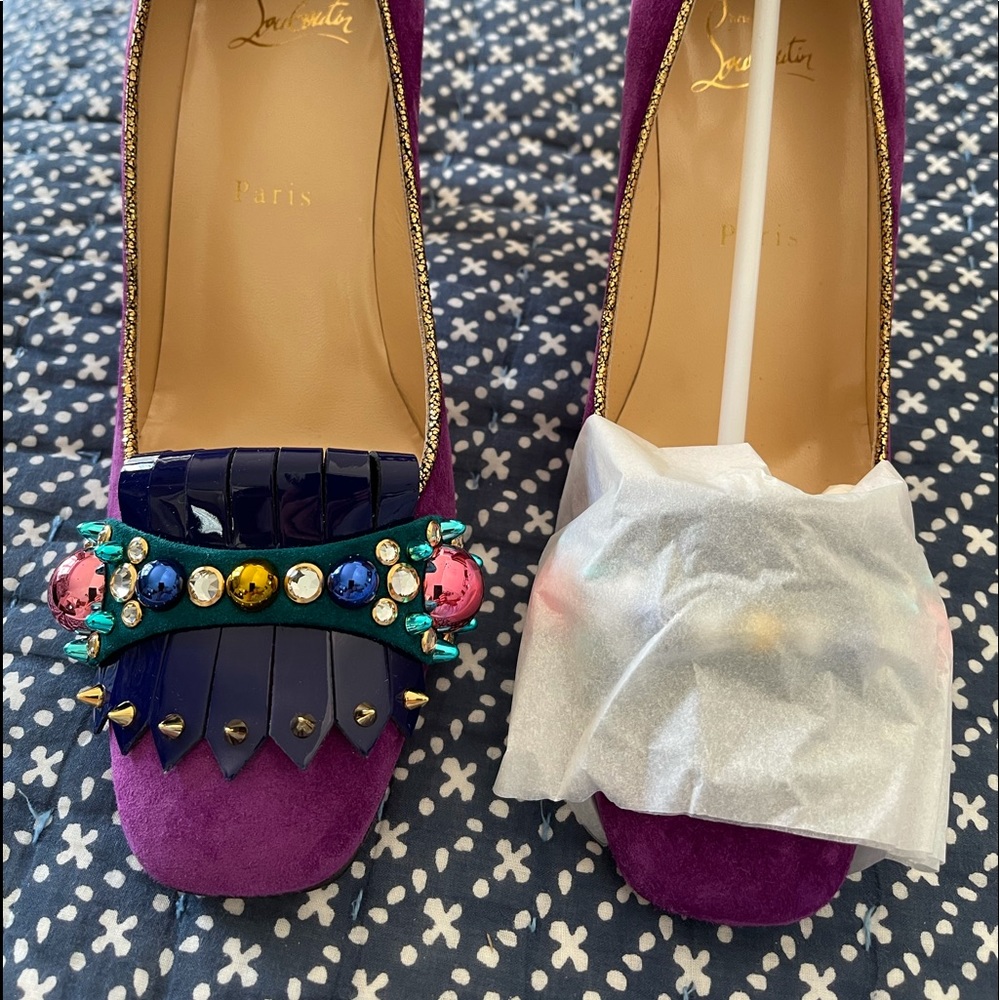 Christian Louboutin Purple Heels with Embellishments